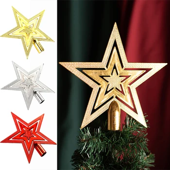Okraski Za Božična Drevesa Pentagram Vzdušje Počitnice Plating Christmastree Vrh Star Garland Dodatki