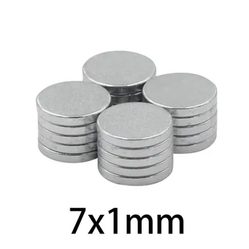 100 kozarcev Neodymium Disk Magneti 7x1mm magnetni N35 Super Močni Močni močni Majhne Okrogle Magnet Dia 7*1 mm okrogli