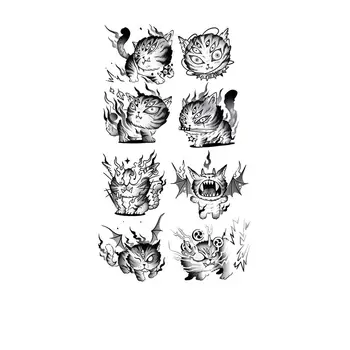 Zeliščni Luštna Mačka Combo Tattoo Nalepke, ki Trajajo Ponaredek Tatoo za Žensko Človek Roko Umetnosti Umetno Anime Začasni Tattoo Risanka Tiger Nalepka