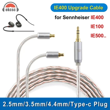 OKCSC Uravnoteženo Slušalke Kabel za SENNHEISER IE100 IE400 IE500 2,5 mm/3.5 mm/4.4 mm/Tip-c Plug 4 Jedro Nadgraditi Silver Plated Kabel
