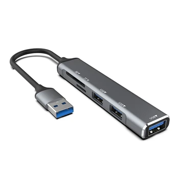 ZVEZDIŠČE USB 3.0 USB-vmesnika Splitter 5 Vrat USB3.0 S TF/SD Card Reader Visoko Hitrost Prenosa Podatkov Za Prenosni Računalnik