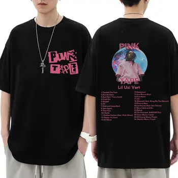 Lil Uzi Vert 2023 Nov Glasbeni Album, Roza Trak T-Shirt za Moške Rapper Hip Hop Trend Majica s kratkimi rokavi Moški 100% Bombaž Prevelik Tees Ulične