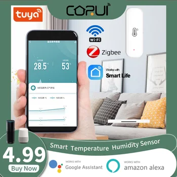 CORUI Tuya WiFi ZigBee Smart Temperature In Vlažnosti Tipalo Smart Življenje APP Nadzor na Daljavo Z Alexa googlova Domača stran Pomočnik