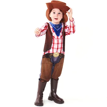 Wild West Kavboj Za Boy Kostum Klasičnih Jumpsuit S Klobuk Spooktacular Obleko, Cosplay Karneval Halloween Maskiranje
