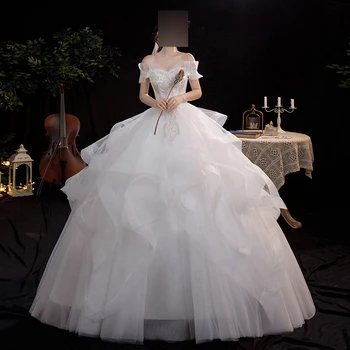 Elegantno Žogo Obleke Ženske Poročne Obleke Appliques Off Ramenski Poročne Halje Formalno Vestido De Noiva haljo de mariée