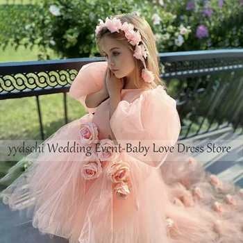 Otrok Dolgo, Dekleta Obleke Formalno Princesa Halje 2023 Stopenjski Roža Punca Obleke Za Svate Til Junior Družico Obleko