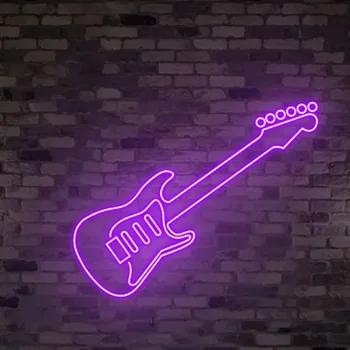 Kitara Neon Znak Rock Slogu Art Neon Led Luč Nočne Svetilke po Meri za otroško Sobo Darilo za Rojstni dan Dekor Neon Design