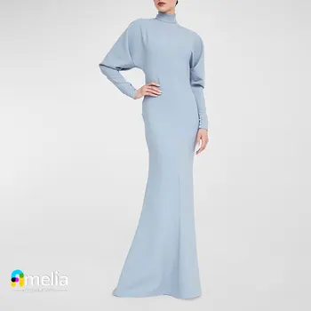 Amelia Visoko Vratu Prom Oblačenja Dolge Rokave S Tlemi Dolžina Večerno Obleko Ženske Svate Formalno Halje Arabia2023
