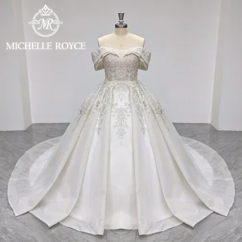 Michelle Royce Žogo Obleke Poročno Obleko Za Ženske 2023 Lepe Ljubica Brez Rokavov Vezenje Beading Sequined Poročni Obleki