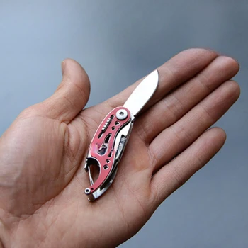 Štiri v Enem Večnamensko Majhen Nož Mini Kombinacija Keychain Folding Nož, Klešče Prostem, Potovanja EOS Orodje