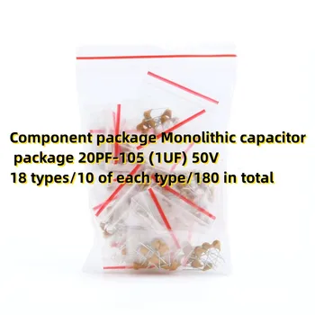Sestavni del package Monolitno kondenzator paket 20PF-105 (1UF) 50V 18 vrst/10 za vsako vrsto/180 skupaj