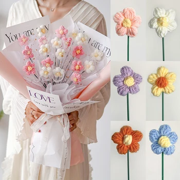 Ročno Tkane Puff Cvet Preprost Šopek Volne Umetne Rože DIY ročne Obrti, Darila, ki Simulira Cvetje, Poročni Homen Stranka Dekor