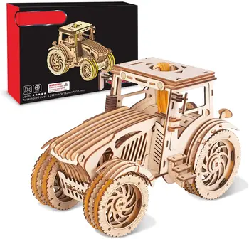 3D Lesene Puzzle Lesene Mehanske Traktor Model Komplet za Gradnjo za Odrasle in Otroke - Podrobna in Trmast 3D Lesene Sestavljanke