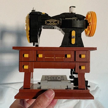 Retro Gospodinjski Šivalni Stroj 3D Model DIY Bloki, Opeke Stavbe Predal Tabela Pedal Ročaj Tip Ustvarjalne Igrače za Otroke