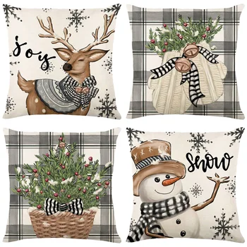 Božič Prevleke Pasu Blazine Pokrov Risanka Elk Snežinka Vesel Božič Božično Dekoracijo za Dom Navidad Novo Leto 2024