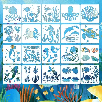 20Pcs Ocean Tematskih Slikarstvo Predlogo DIY Risanje Plastičnih izdolbel Predlogo