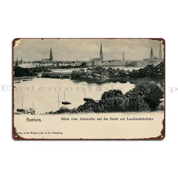 Hamburg 1900 Panoramski Pogled Na Mesto Iz Alster Reke Kovinske Plošče, Tiskanje Plakatov Steno Jame Kino Objave Tin Prijavite Plakat