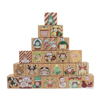 24pcs Božični Adventni Koledar Škatle DIY Papirja, Škatle Za 24 Dni, Adventni Odštevanje Idealno Za Darilo, ki Daje Dom Dekor Božič Darilo