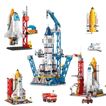 Space Shuttle Gradnik Posadko Raketa odskočna deska Luna Base Model DIY Opeke Igrače Za Otroke Darilo Skupščine Božič