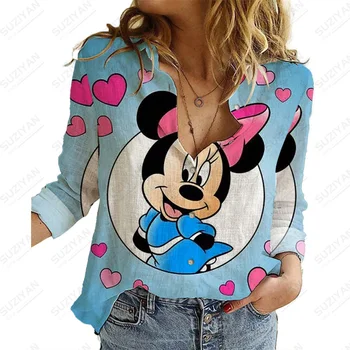 Spomladi In Jeseni Nove Dolg Rokav Temperament Long Sleeve Majica Svoboden Ženska Majica Vrhovi Tiskanja Temperament Priložnostne Disney Mickey
