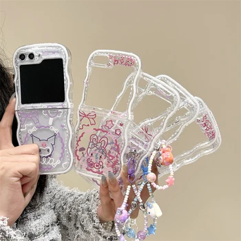 Sanrio Cinnamoroll Kuromi Moja Melodija Srčkan Primeru Telefon za Samsung Galaxy Ž Flip 3 4 5 ZFlip3 ZFlip4 ZFlip5 5G PC Hard Back Cover