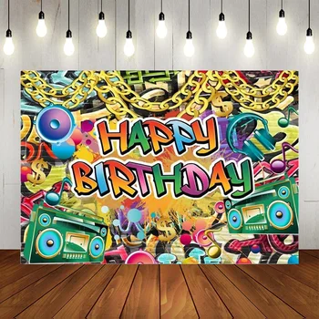 Happy Birthday Fotografija Ozadje Pisane Grafiti zvočnik bankovcev simbol Zlato Verigo Kul fant dekle banner dekoracijo