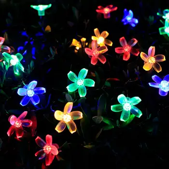 Led 12M Kristalno Kroglo Cvet Solarna Svetilka Power LED Niz Vila Luči Sončne Venci Vrt Božični Dekor za na Prostem